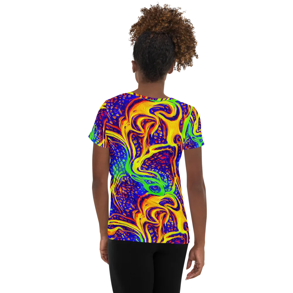 Firewater Maze on Women's Athletic T-Shirt — Back