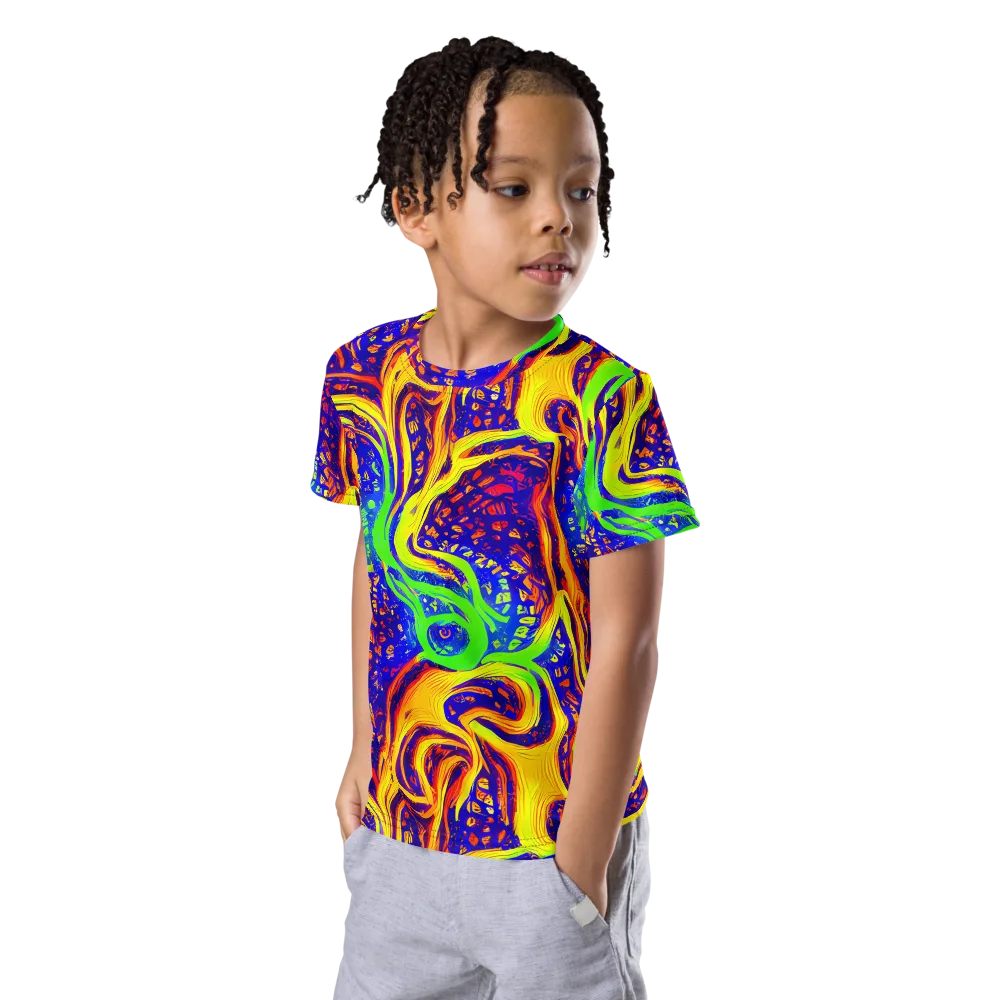 Firewater Maze on Kids Crew Neck T-Shirt — Left Front