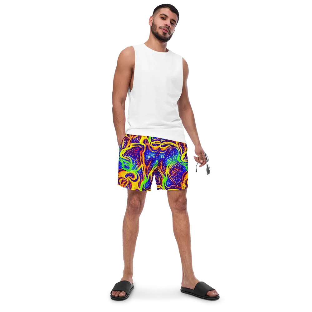 Firewater Maze on Swim Trunks — Front