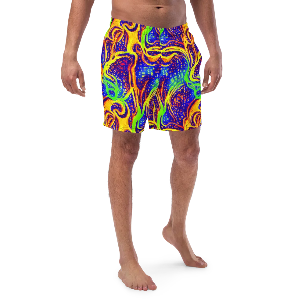 Firewater Maze on Swim Trunks — Front