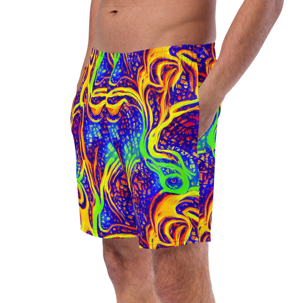 Firewater Maze on Swim Trunks — Left Front