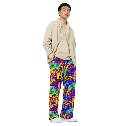 Firewater Maze on a Wide-Leg Pants
