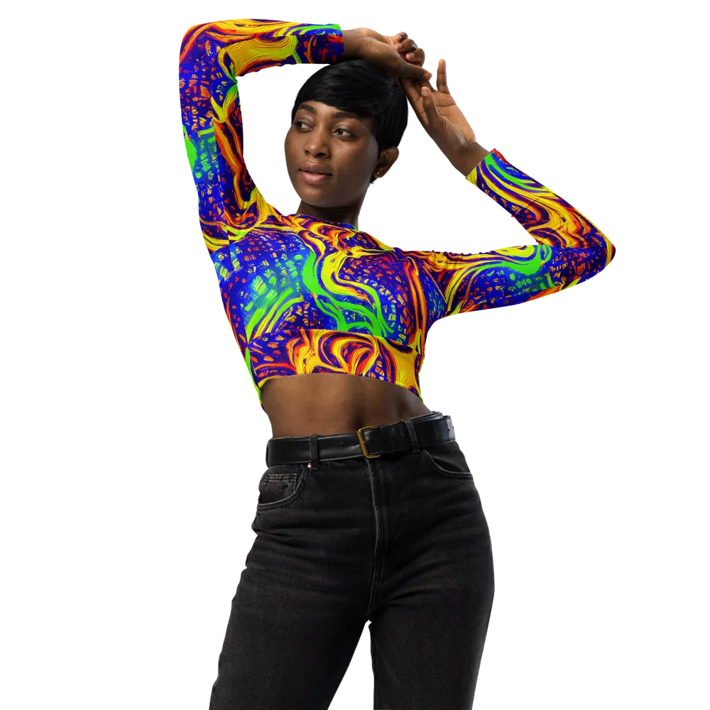 Firewater Maze on Long Sleeve Crop Top — Front