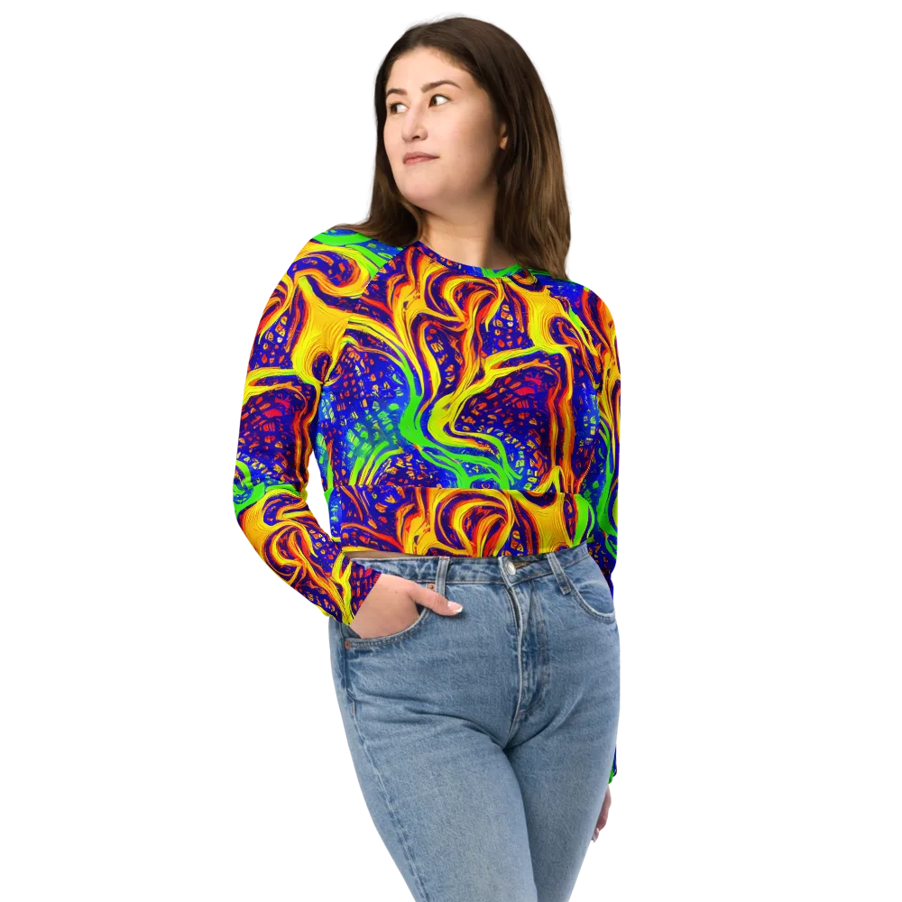 Firewater Maze on Long Sleeve Crop Top — Front