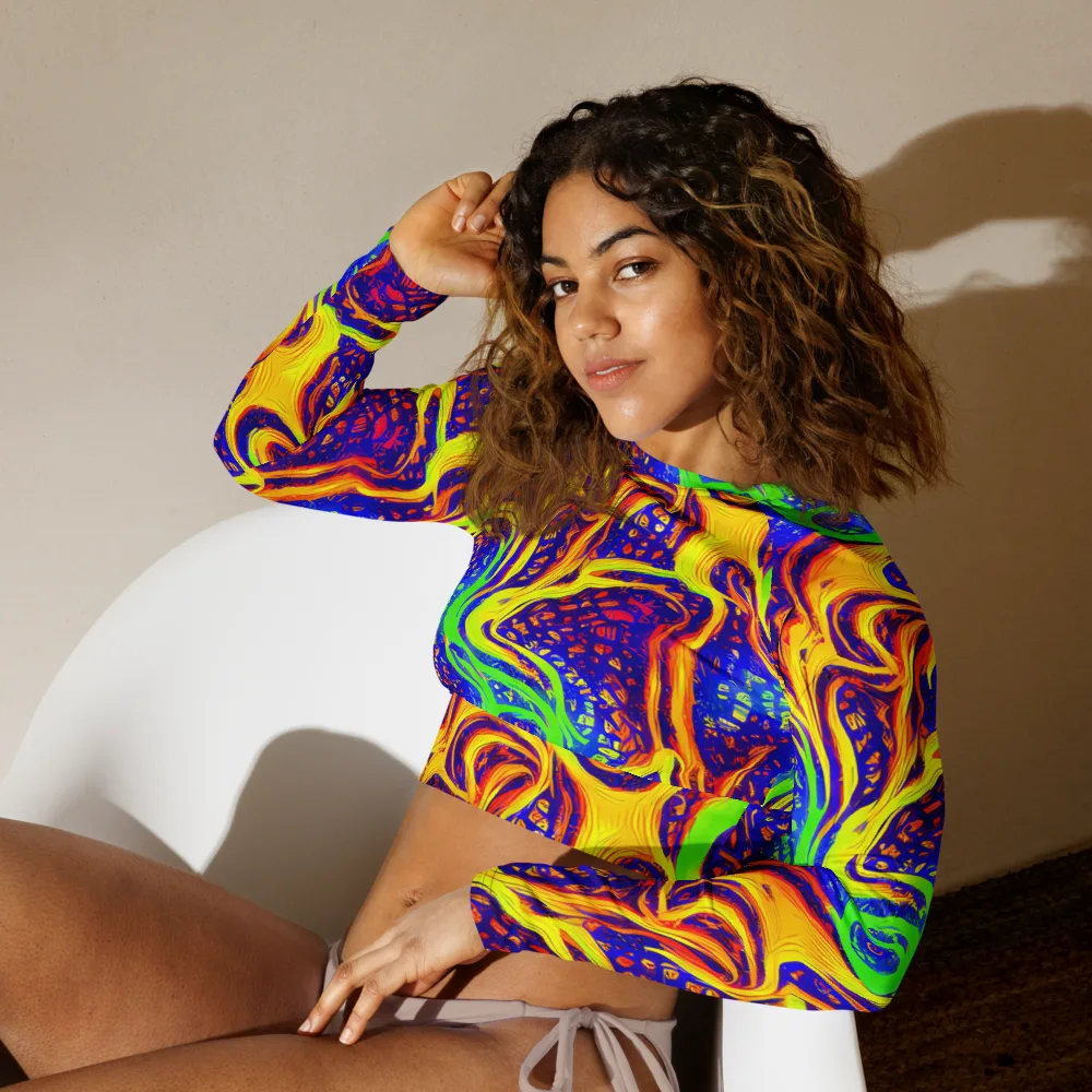 Firewater Maze on Long Sleeve Crop Top — Left Front