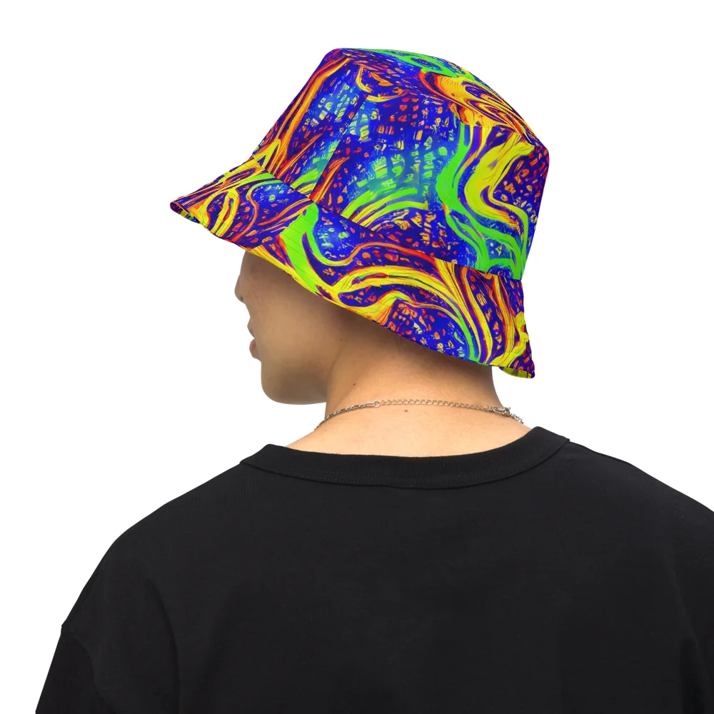 Firewater Maze on Reversible Bucket Hat — Back Inside