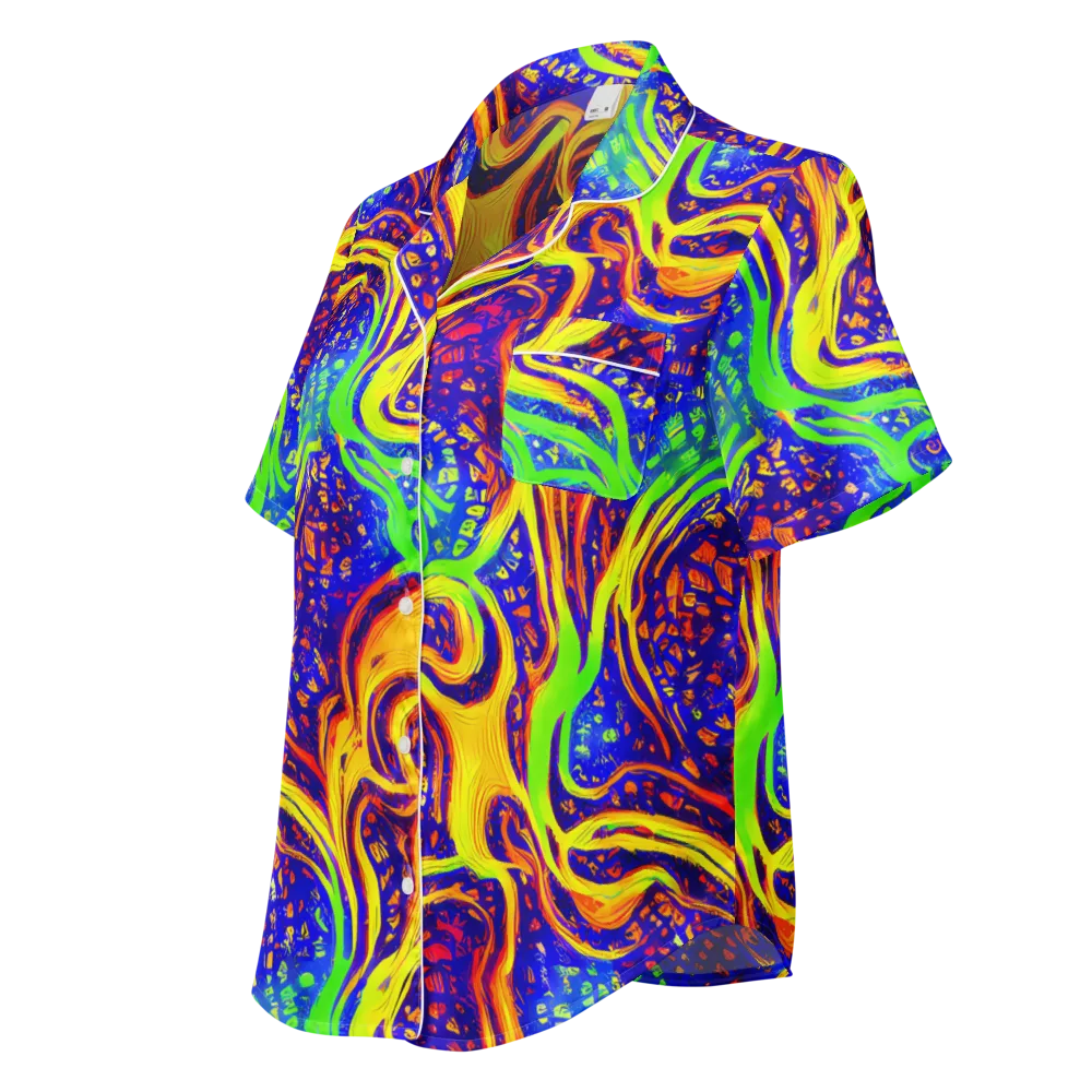 Firewater Maze on Women's Short Sleeve Pajama Top — Left Front