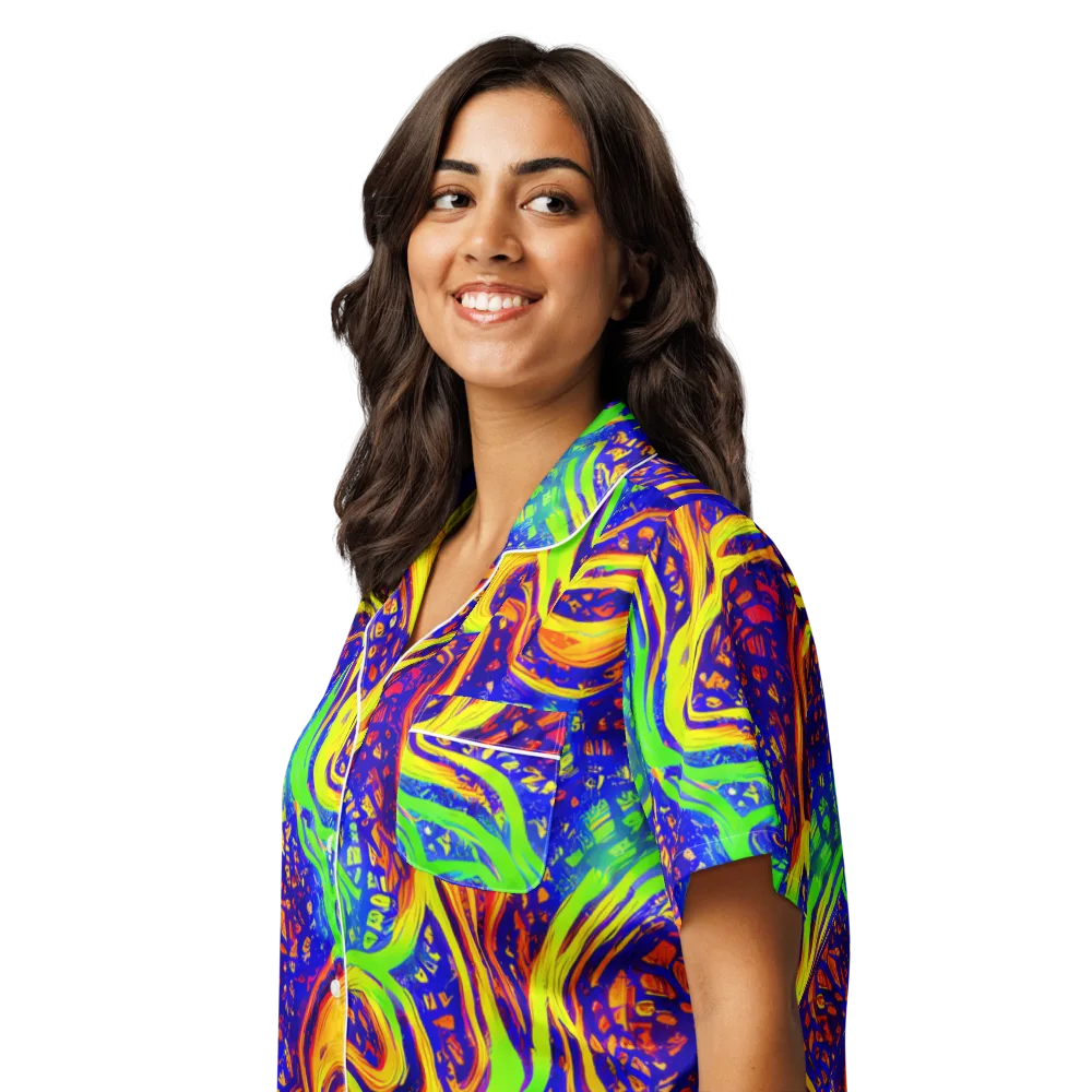 Firewater Maze on Women's Short Sleeve Pajama Top — Left Front