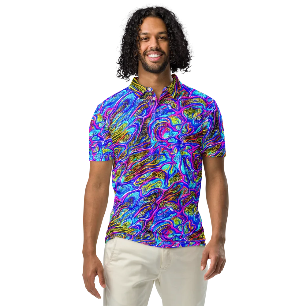 Fluorescent Jungle on Men's Slim Fit Polo Shirt — Front