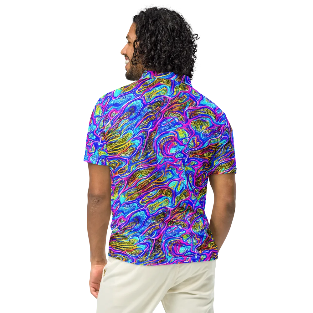 Fluorescent Jungle on Men's Slim Fit Polo Shirt — Back