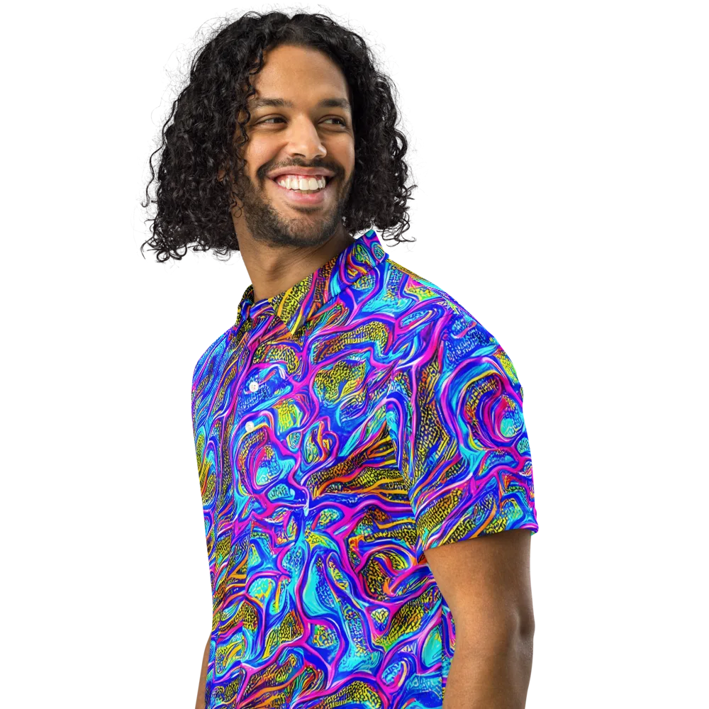 Fluorescent Jungle on Men's Slim Fit Polo Shirt — Left Front