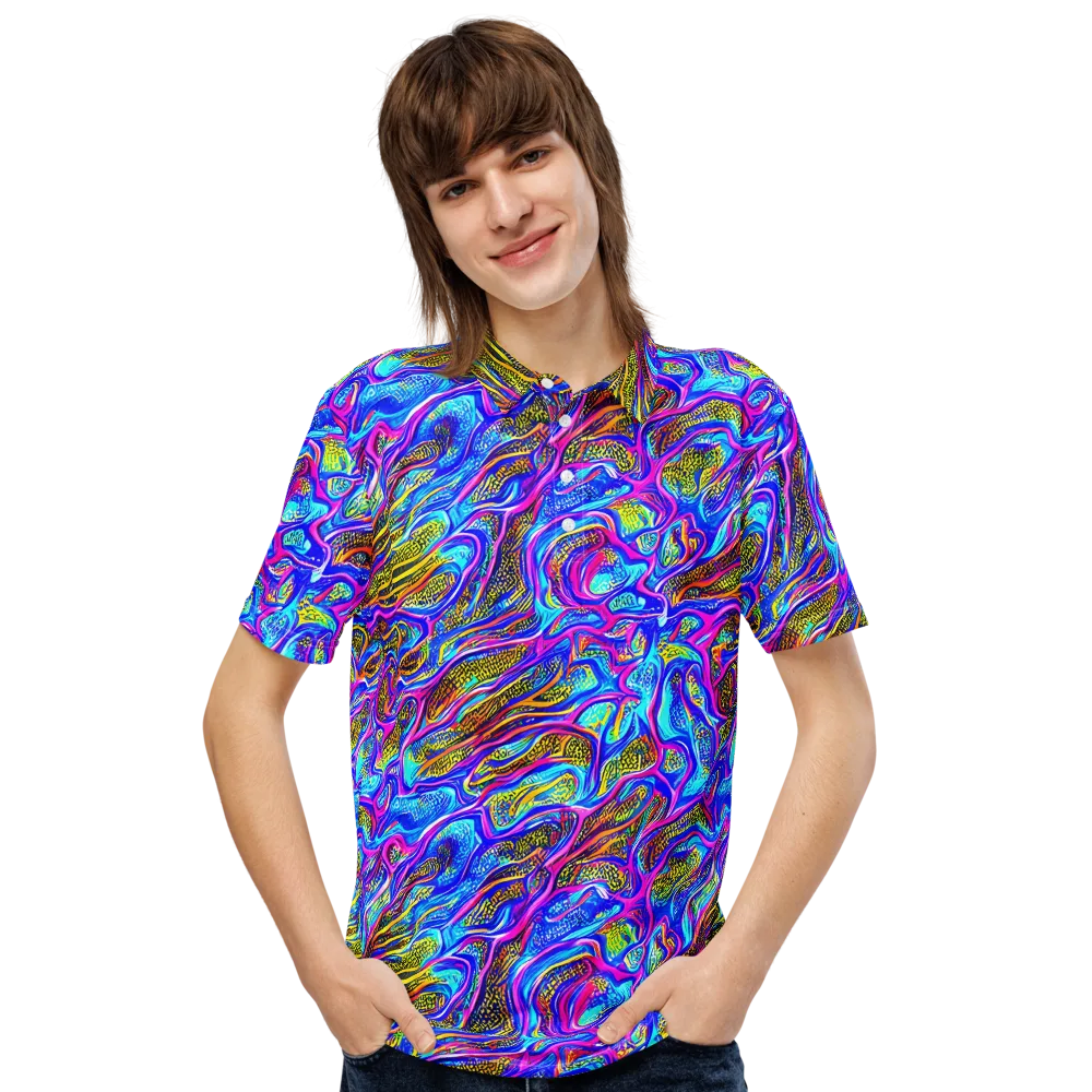 Fluorescent Jungle on Men's Slim Fit Polo Shirt — Front