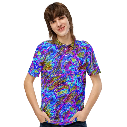 Fluorescent Jungle on a Men's Slim Fit Polo Shirt