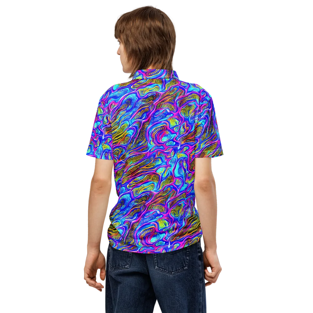 Fluorescent Jungle on Men's Slim Fit Polo Shirt — Back