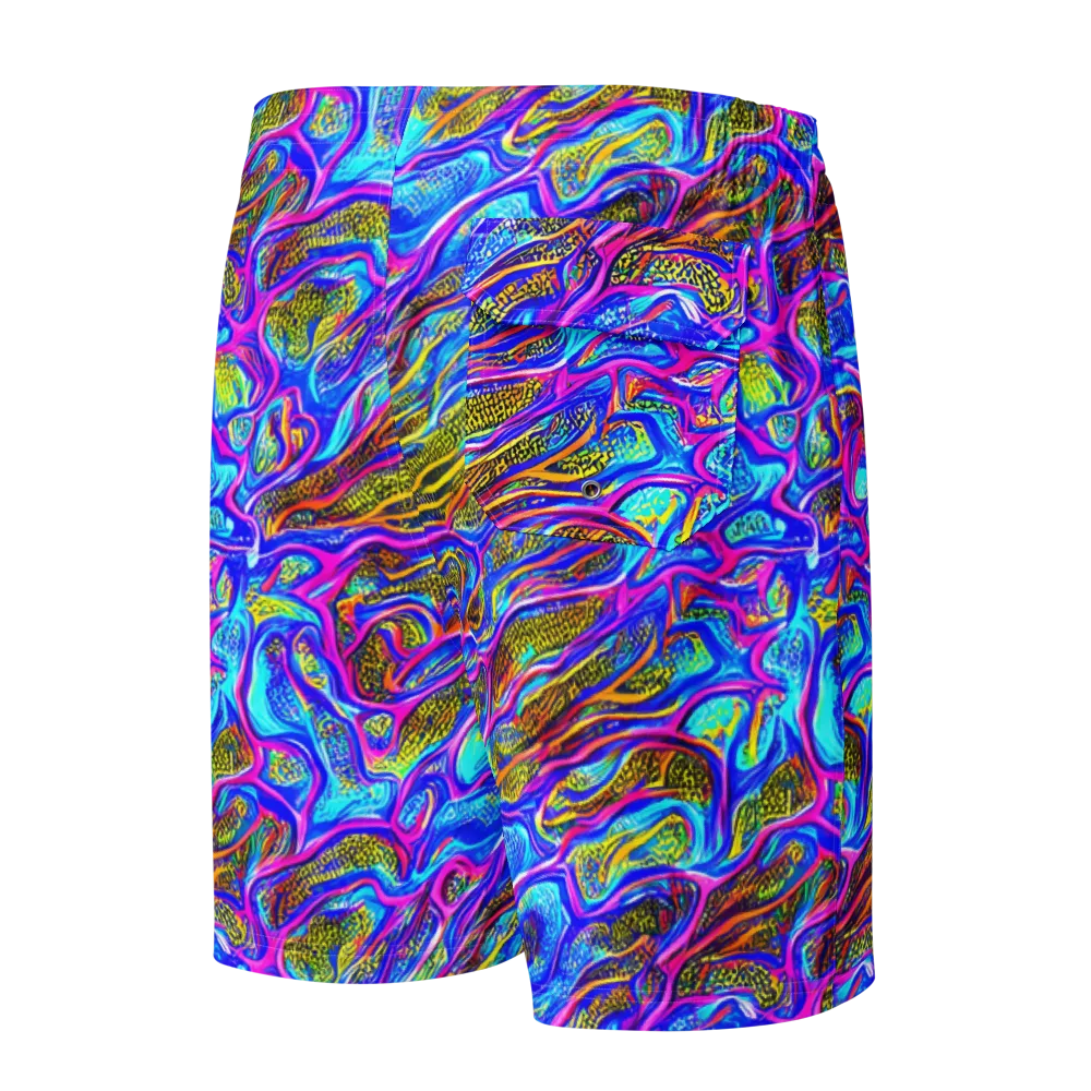 Fluorescent Jungle on Men's Board Shorts — Back