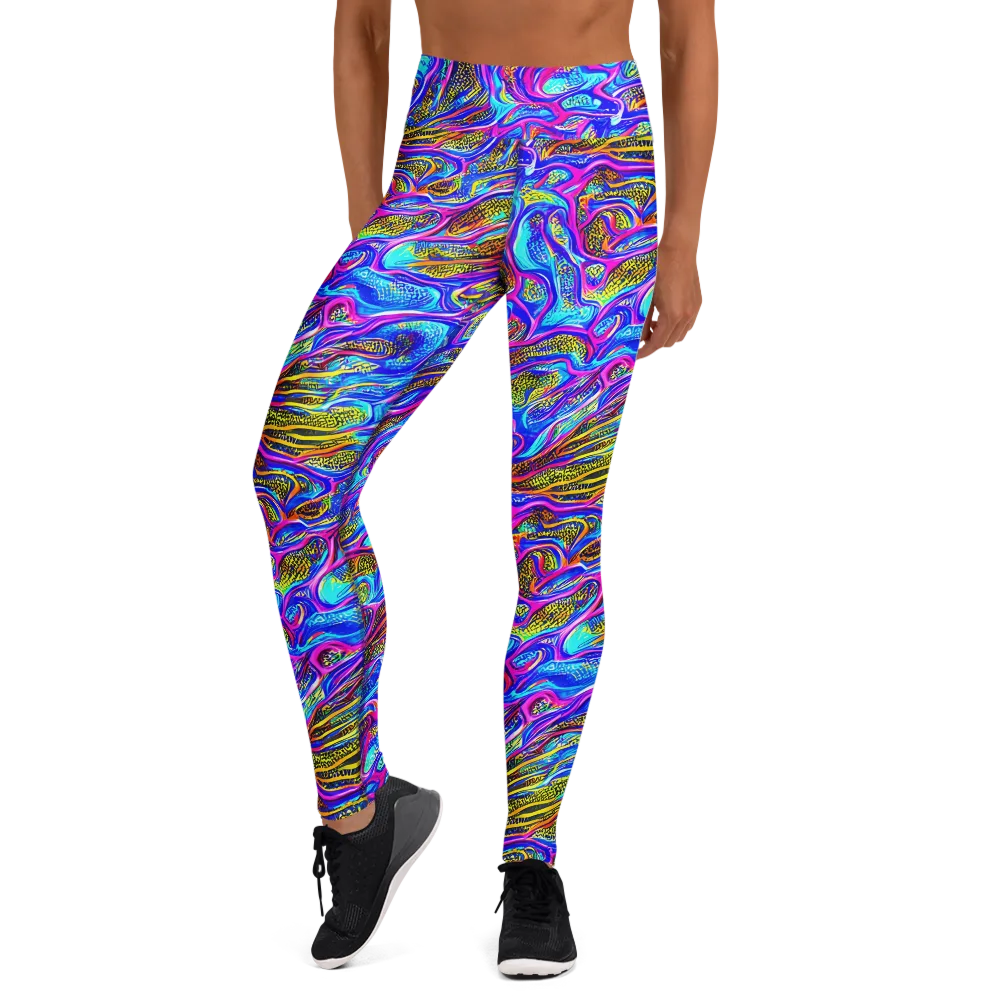 Fluorescent Jungle on Yoga Leggings — Front