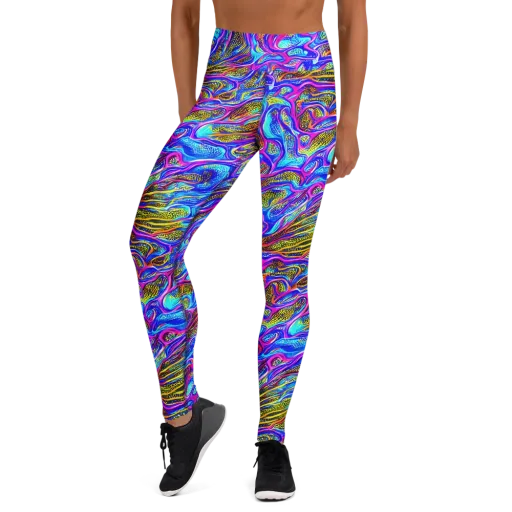 Fluorescent Jungle on a Yoga Leggings