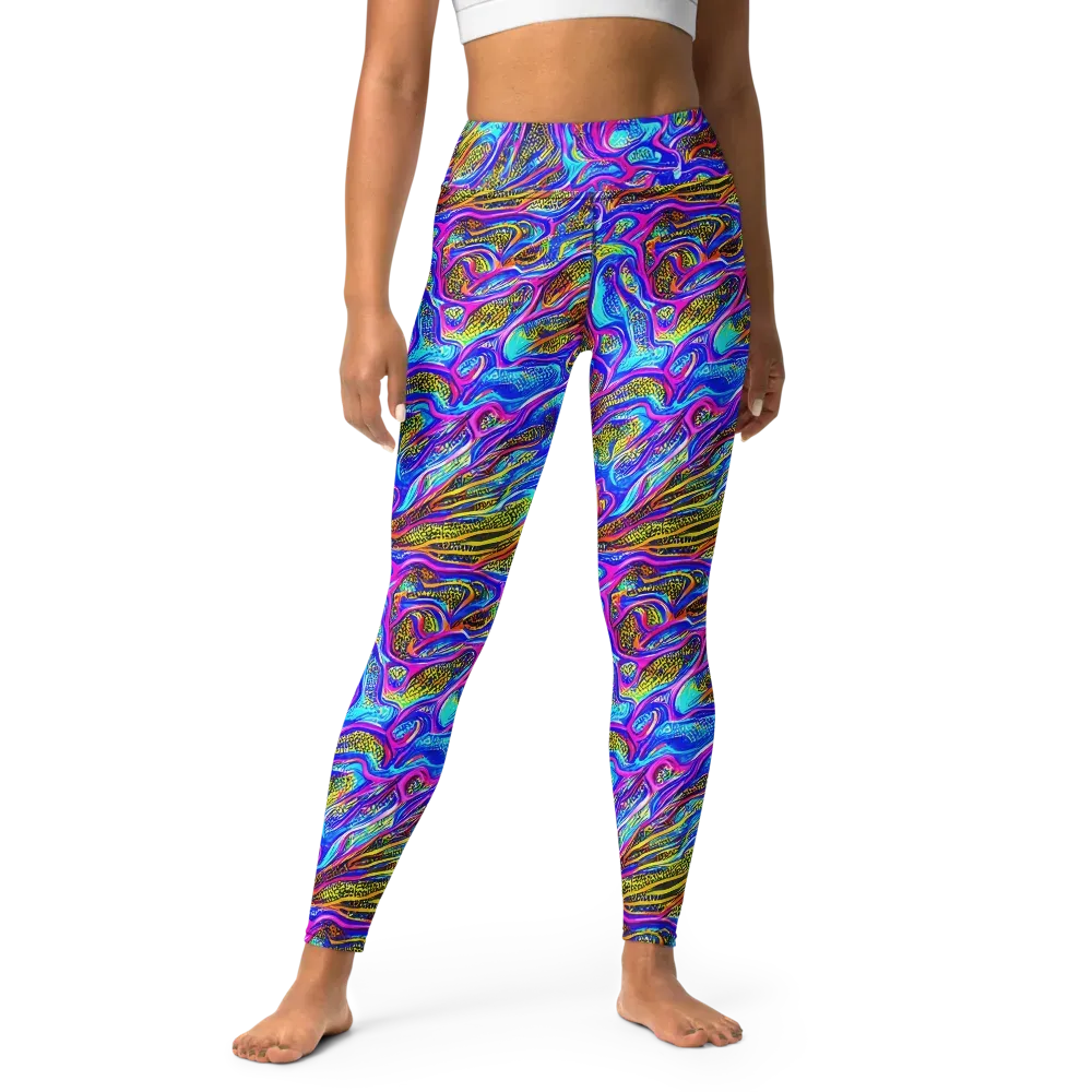 Fluorescent Jungle on Yoga Leggings — Front