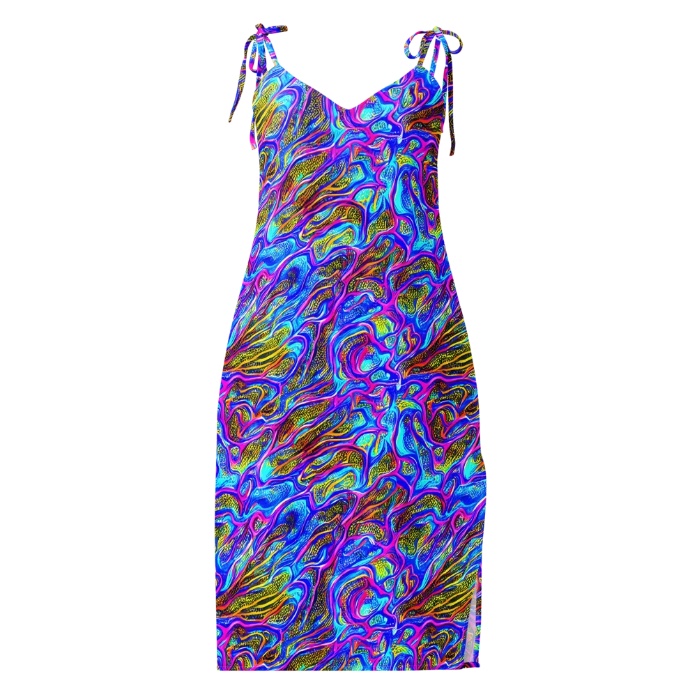 Fluorescent Jungle on Slip Dress — Front