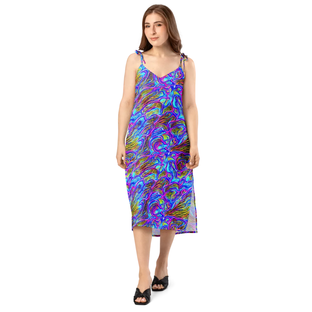 Fluorescent Jungle on Slip Dress — Front