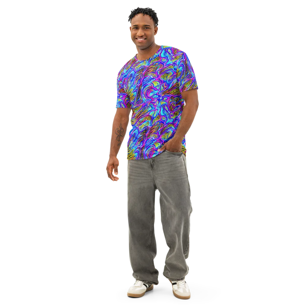 Fluorescent Jungle on Men's Cotton Crew Neck T-Shirt — Front