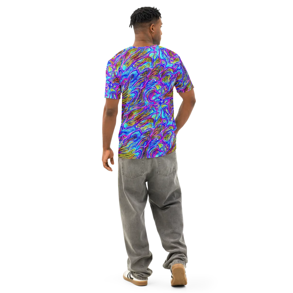 Fluorescent Jungle on Men's Cotton Crew Neck T-Shirt — Back