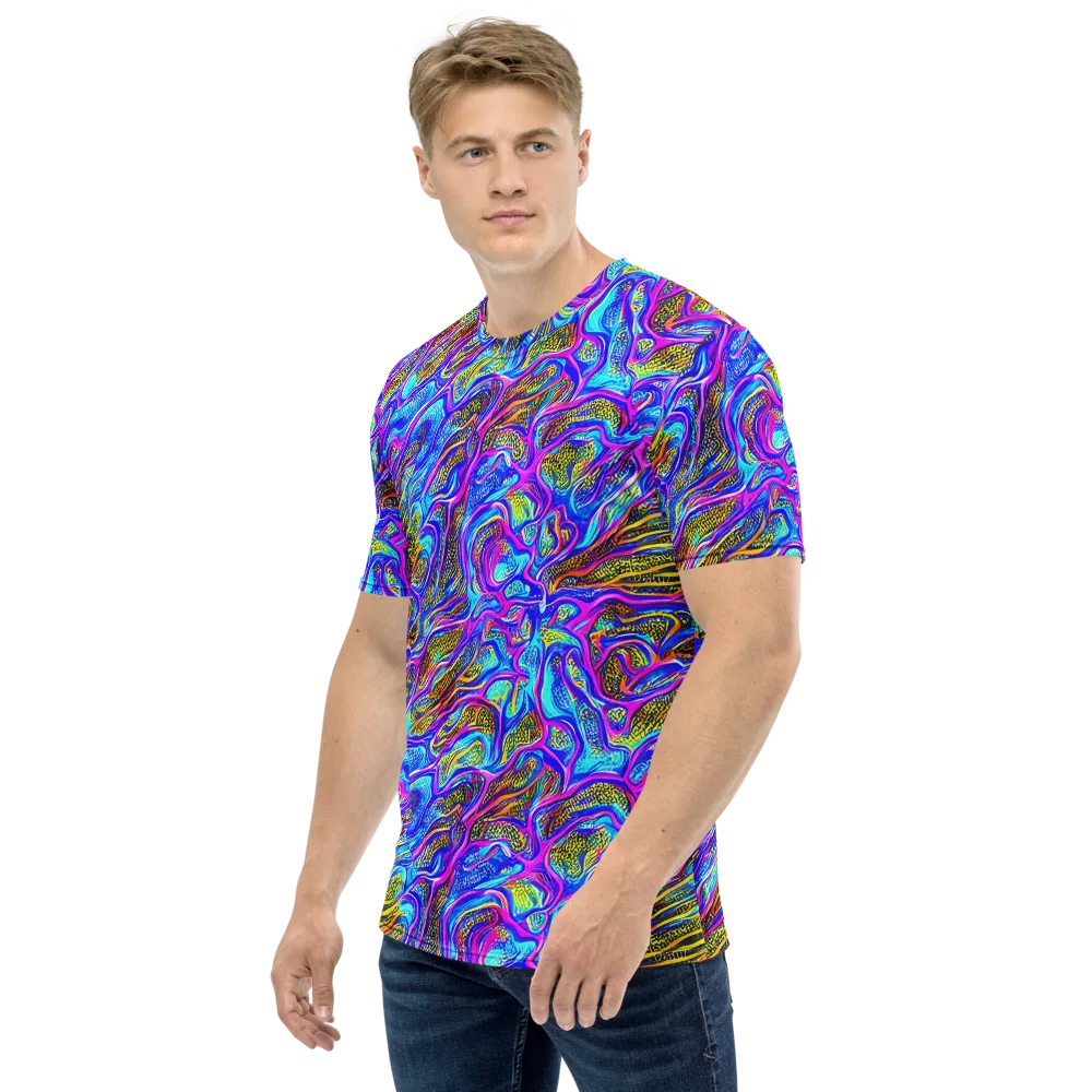 Fluorescent Jungle on Men's Crew Neck T-Shirt — Left