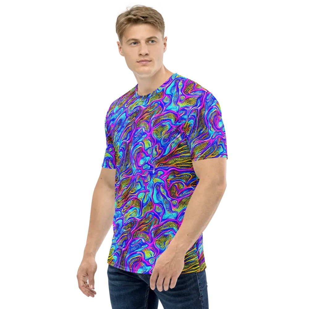 Fluorescent Jungle on Men's Crew Neck T-Shirt — Left