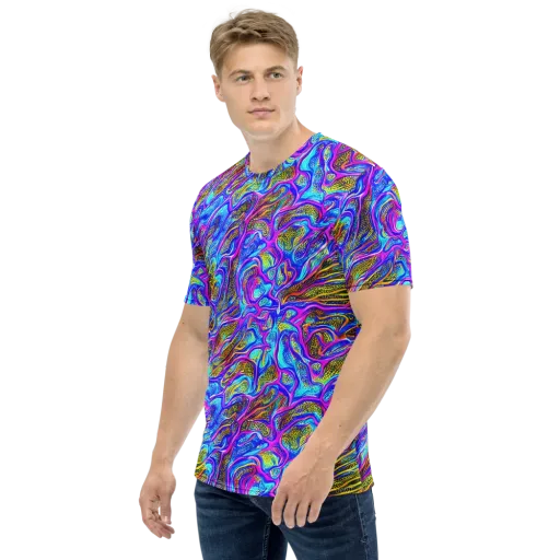 Fluorescent Jungle on a Men's Crew Neck T-Shirt