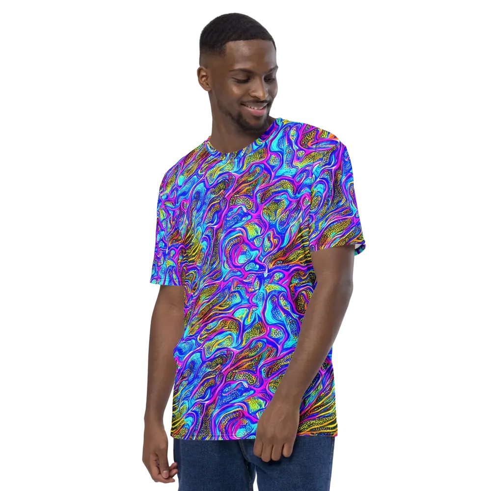 Fluorescent Jungle on Men's Crew Neck T-Shirt — Left