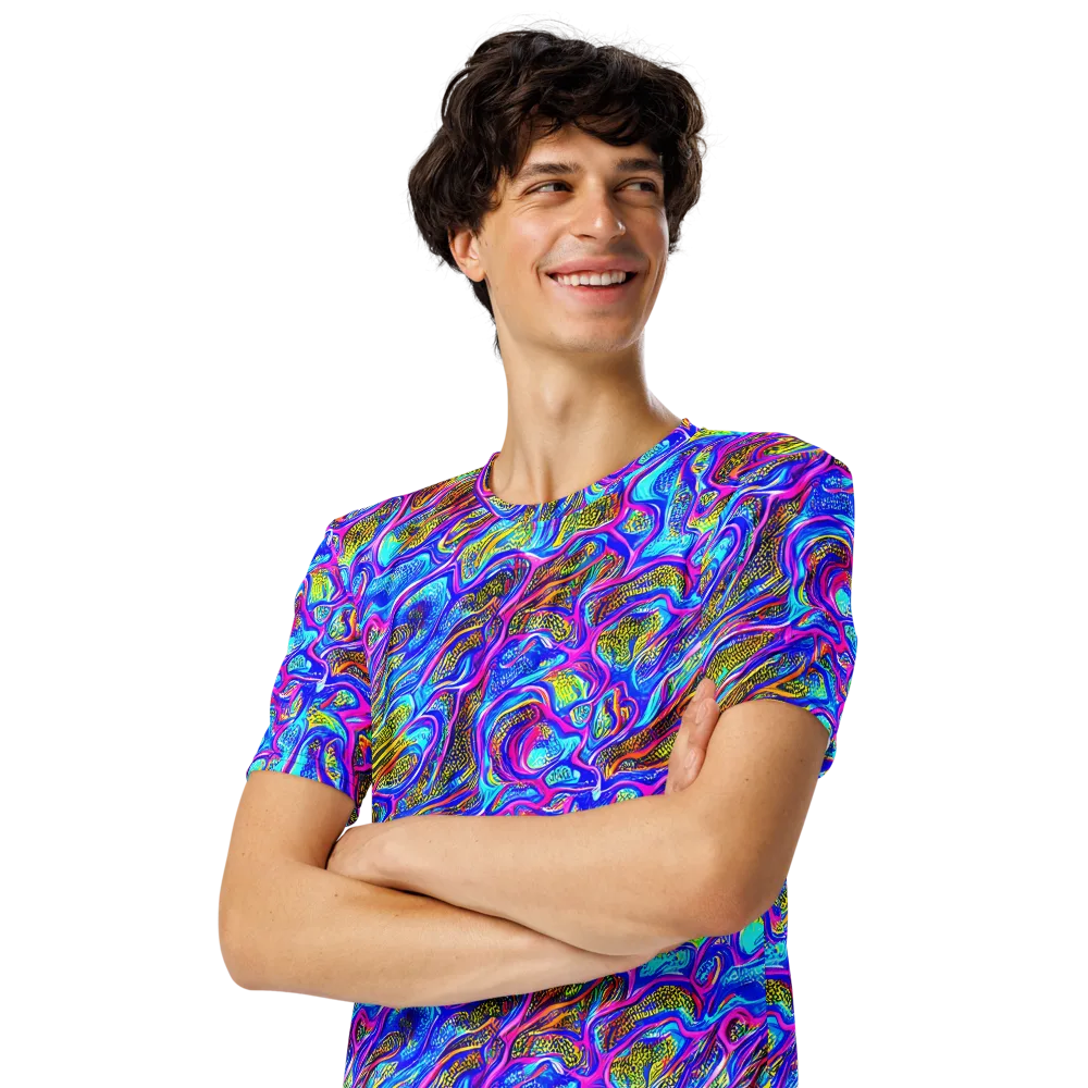 Fluorescent Jungle on Men's Crew Neck T-Shirt — Left Front