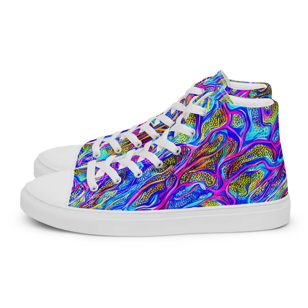 Fluorescent Jungle on Men's High Top Canvas Shoes — Left