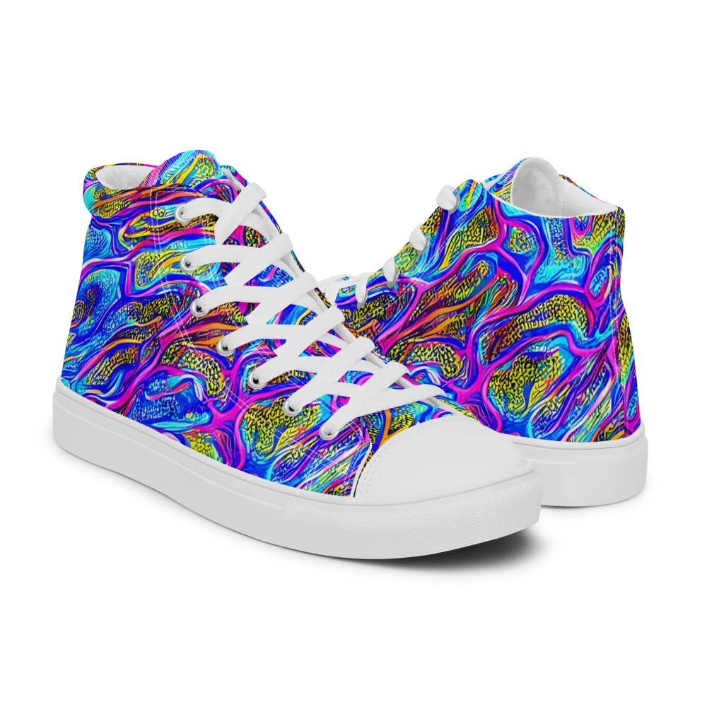 Fluorescent Jungle on Men's High Top Canvas Shoes — Right