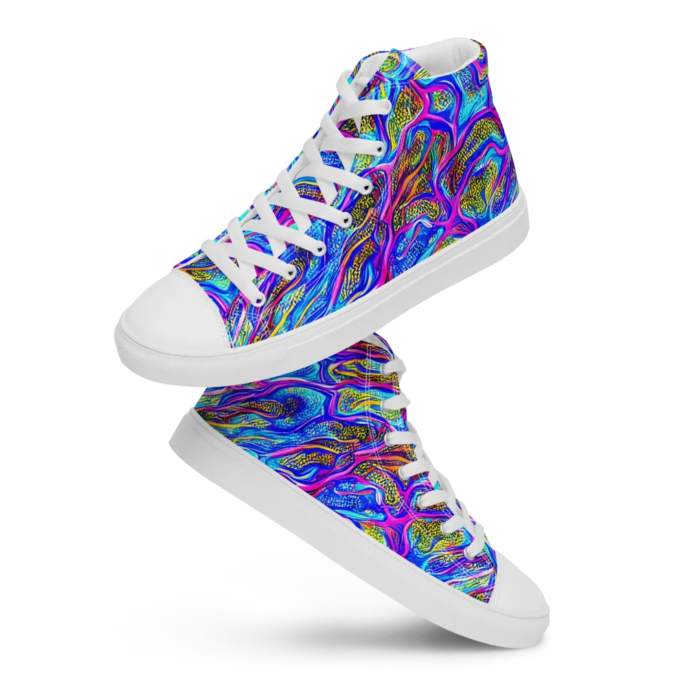 Fluorescent Jungle on Men's High Top Canvas Shoes — Front