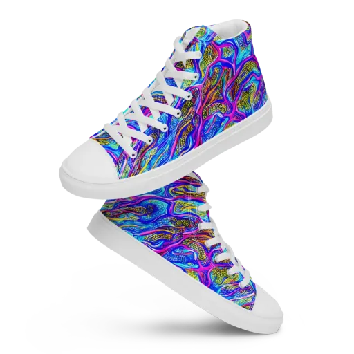 Fluorescent Jungle on a Men's High Top Canvas Shoes