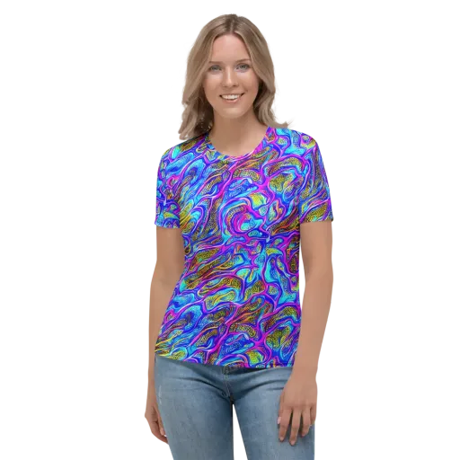 Fluorescent Jungle on a Women's Crew Neck T-Shirt