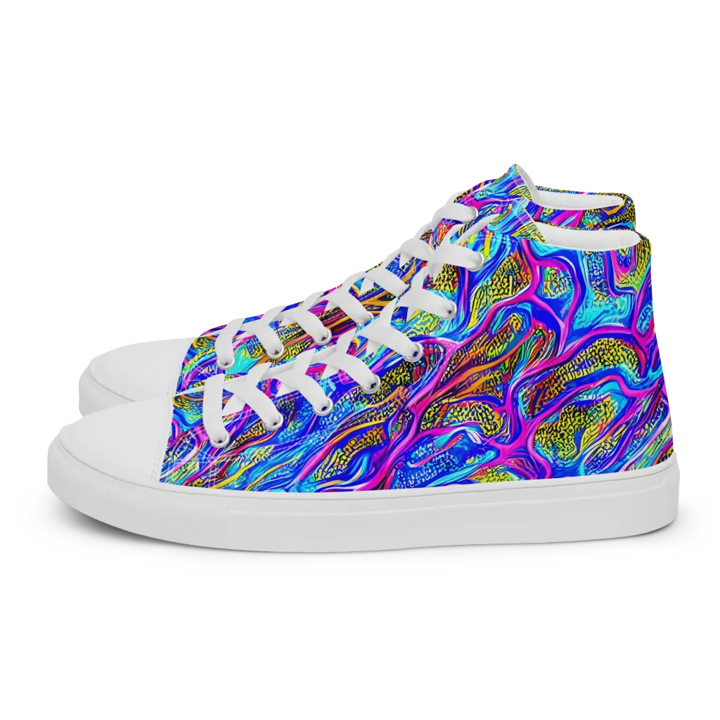 Fluorescent Jungle on Women's High Top Canvas Shoes — Left