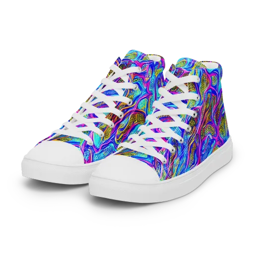 Fluorescent Jungle on a Women's High Top Canvas Shoes