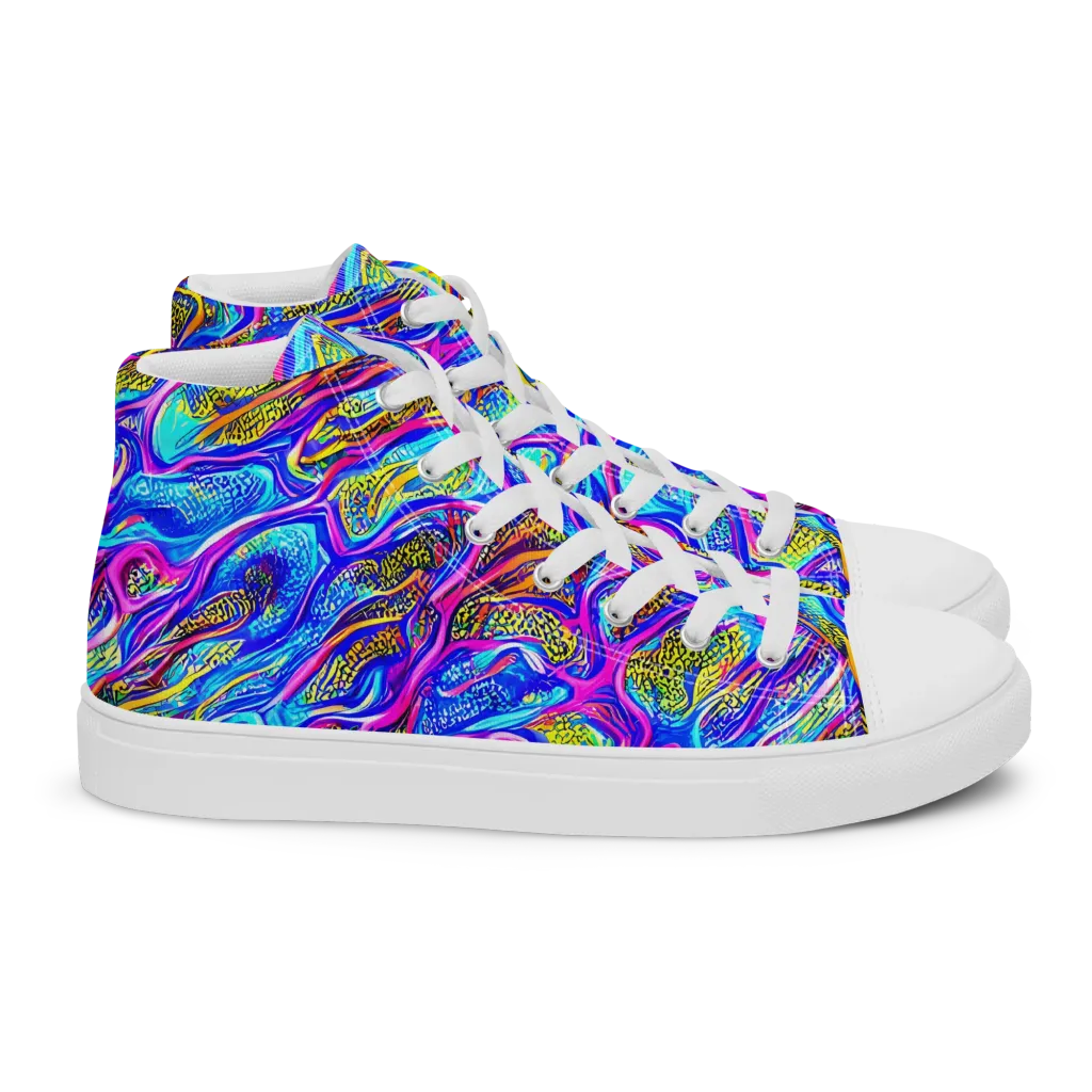 Fluorescent Jungle on Women's High Top Canvas Shoes — Right