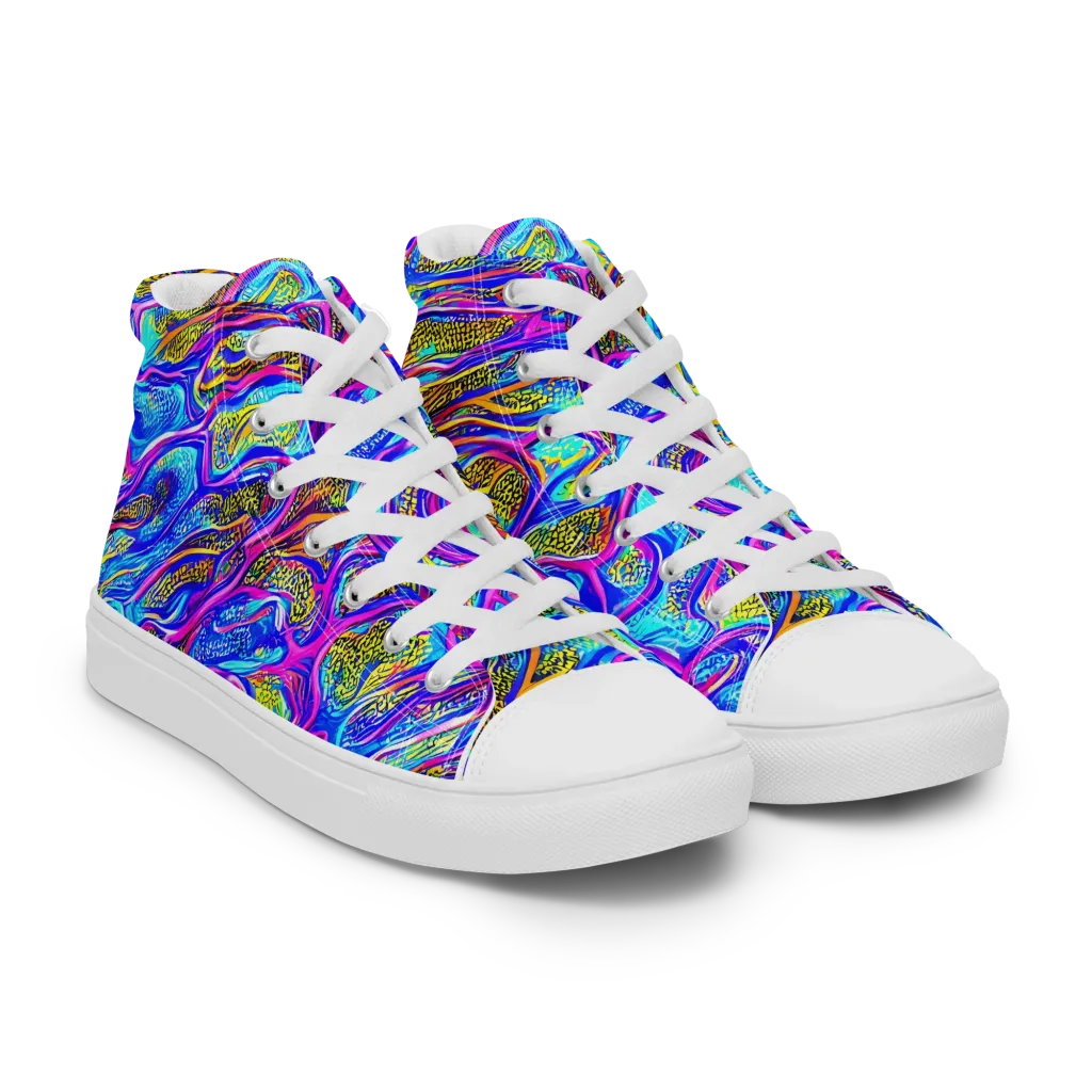 Fluorescent Jungle on Women's High Top Canvas Shoes — Right Front