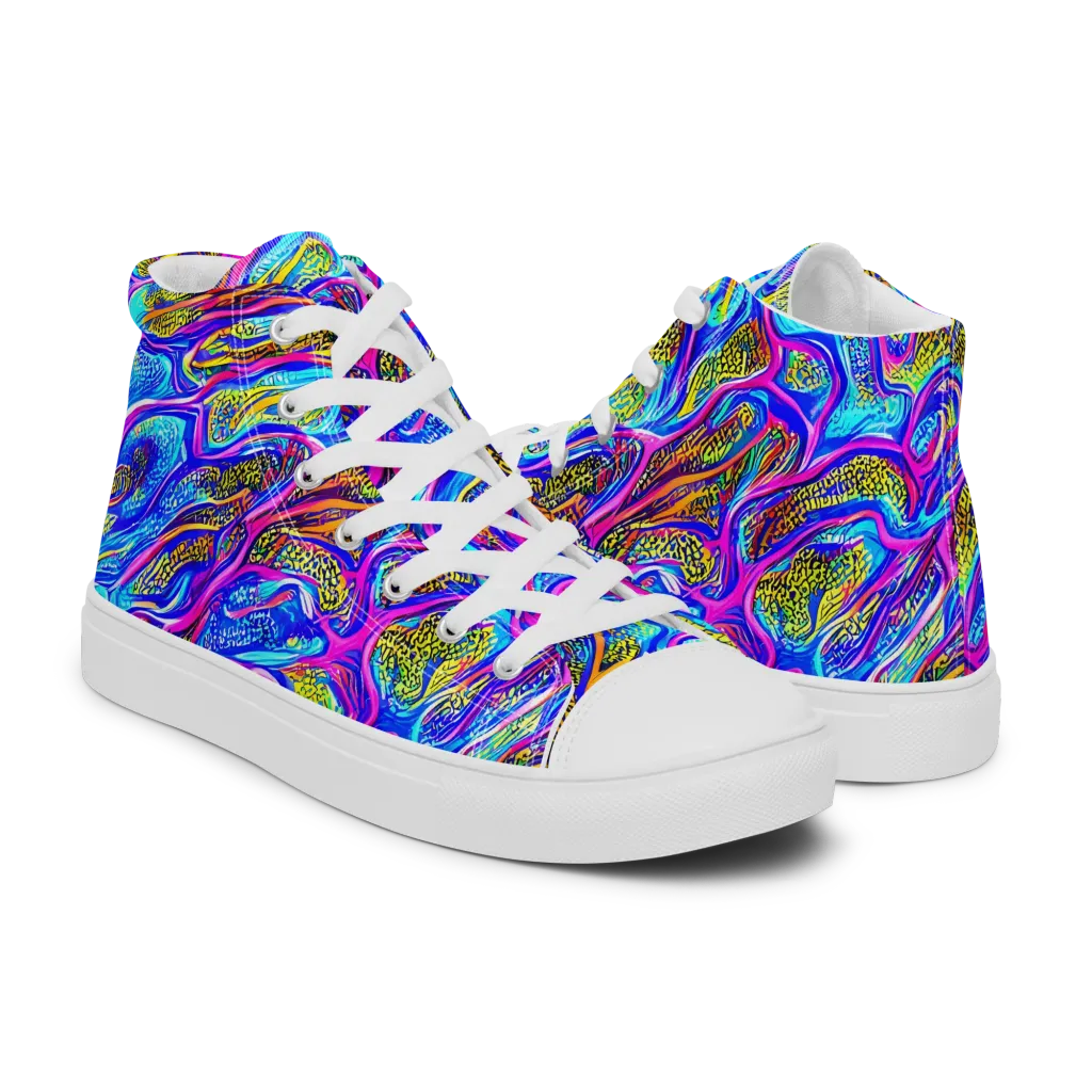 Fluorescent Jungle on Women's High Top Canvas Shoes — Right