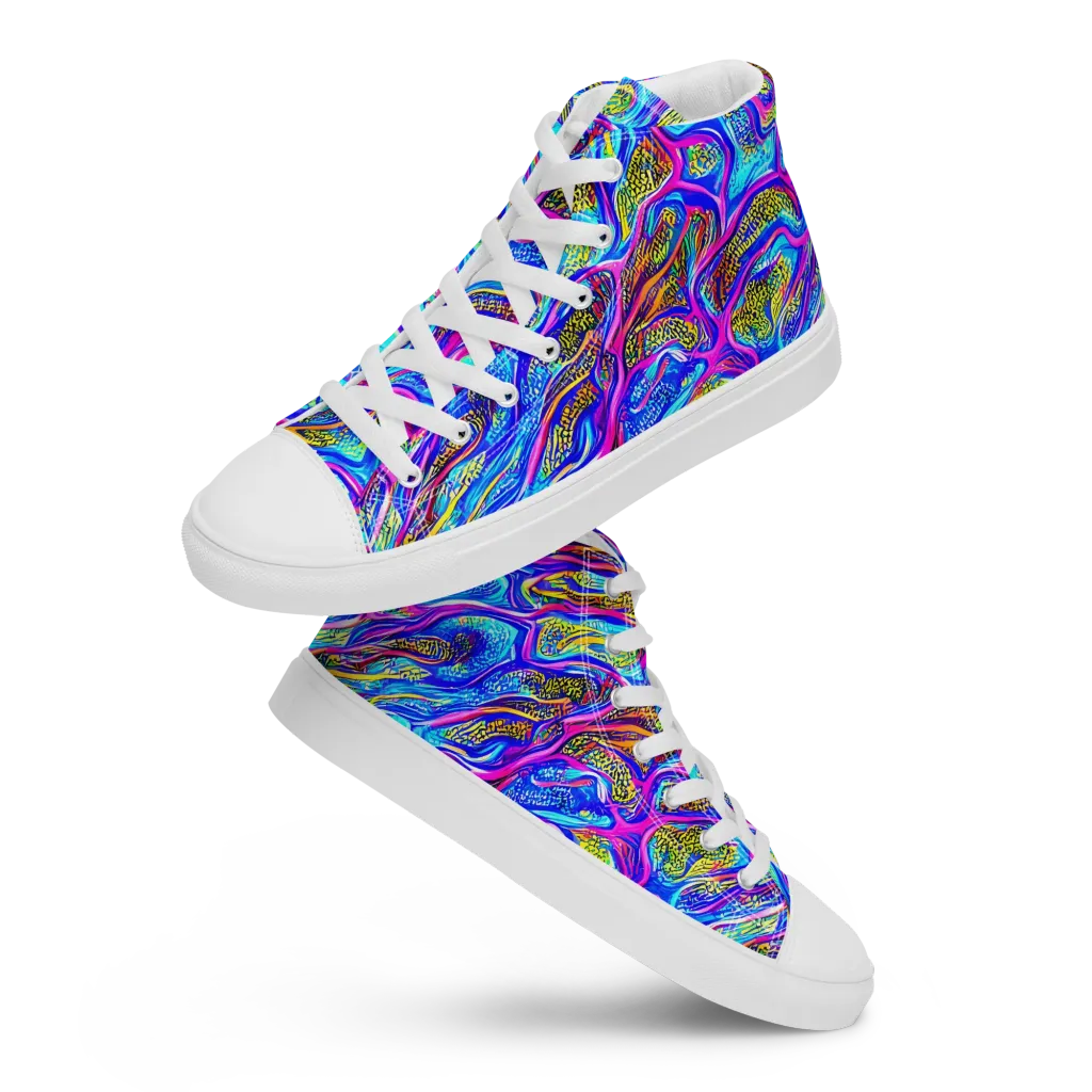 Fluorescent Jungle on Women's High Top Canvas Shoes — Front