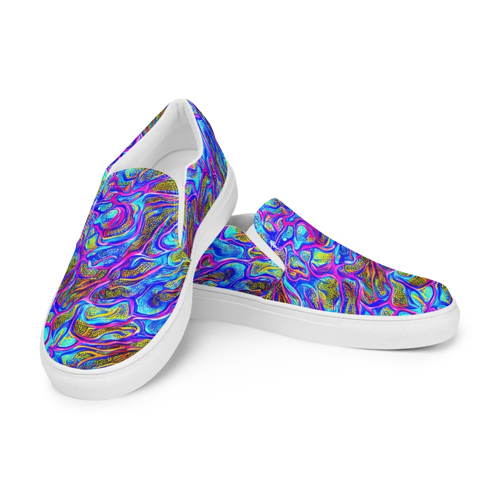 Fluorescent Jungle on Men's Slip-On Canvas Shoes — Left Front