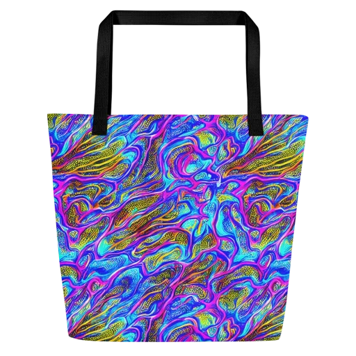 Fluorescent Jungle on a Large Tote Bag W/ Pocket