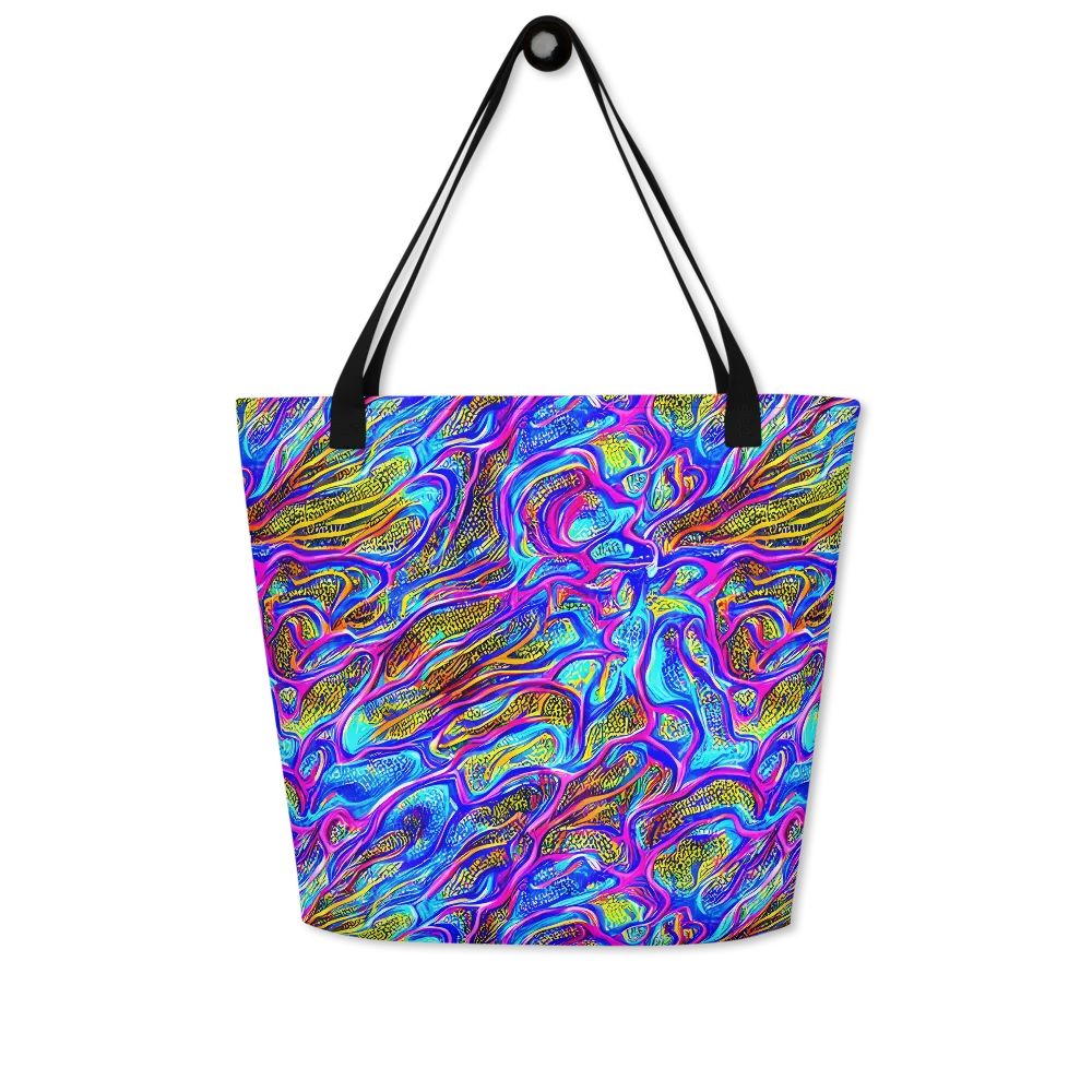 Fluorescent Jungle on Large Tote Bag W/ Pocket — Front