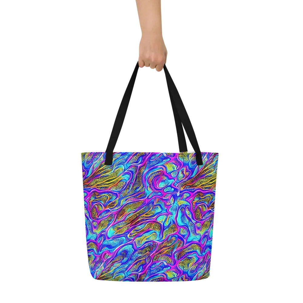 Fluorescent Jungle on Large Tote Bag W/ Pocket — Front