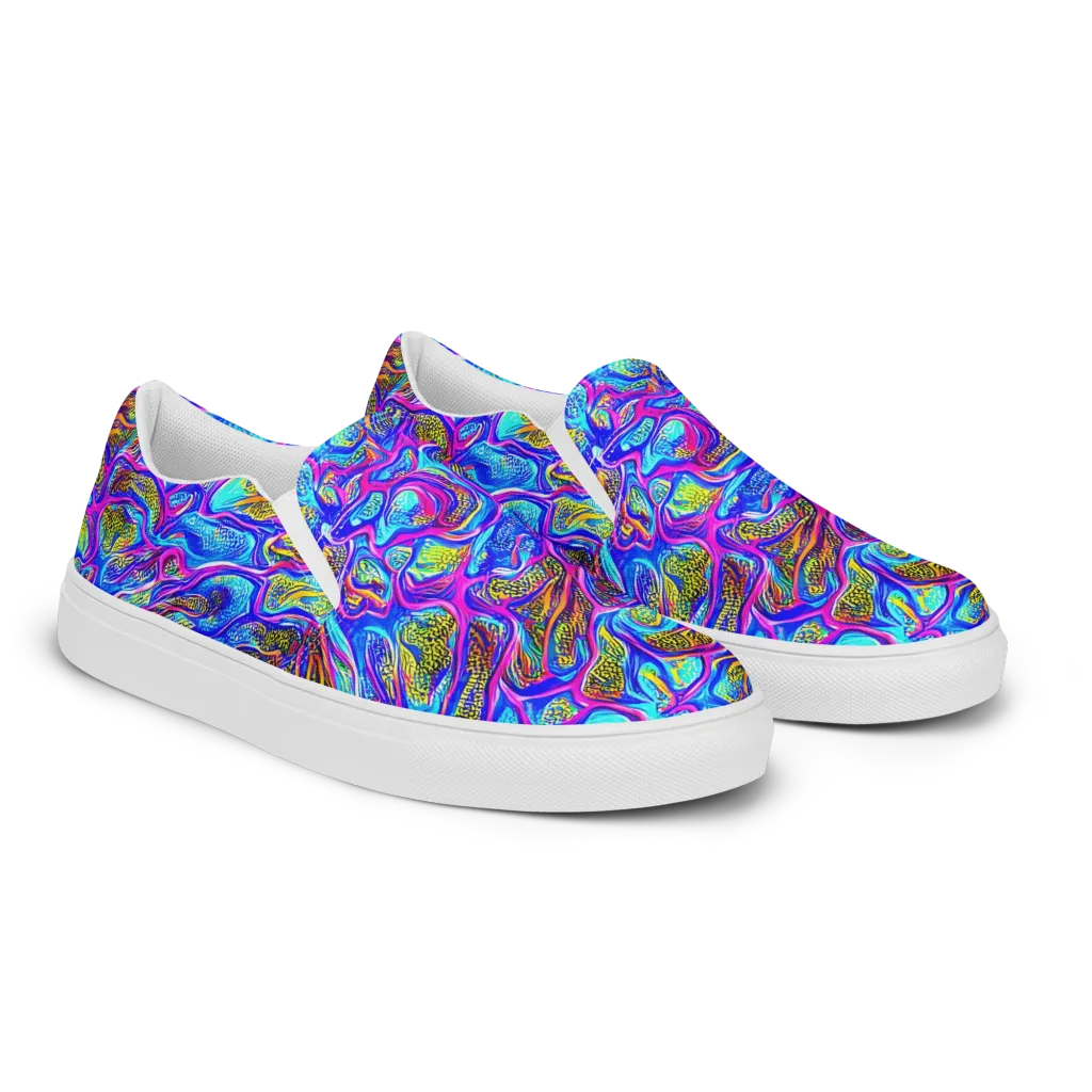 Fluorescent Jungle on Women's Slip-On Canvas Shoes — Right Front