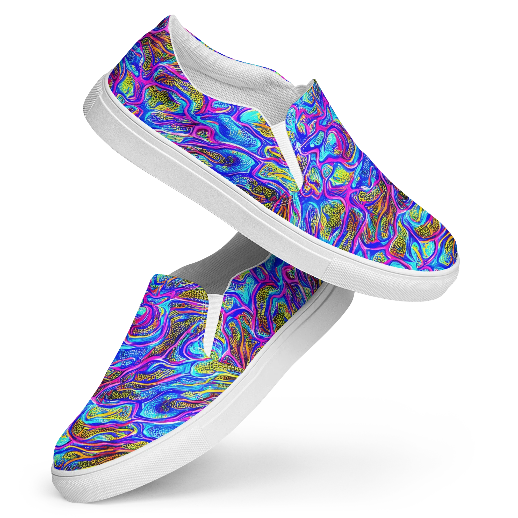 Fluorescent Jungle on Women's Slip-On Canvas Shoes — Front