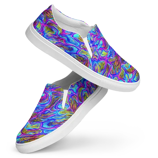 Fluorescent Jungle on a Women's Slip-On Canvas Shoes