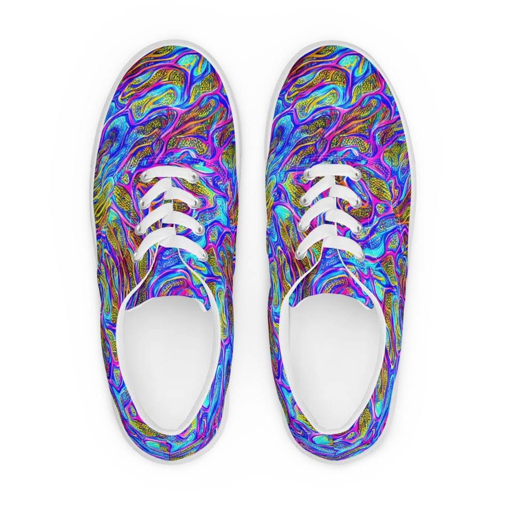 Fluorescent Jungle on Men's Lace-Up Canvas Shoes — Front